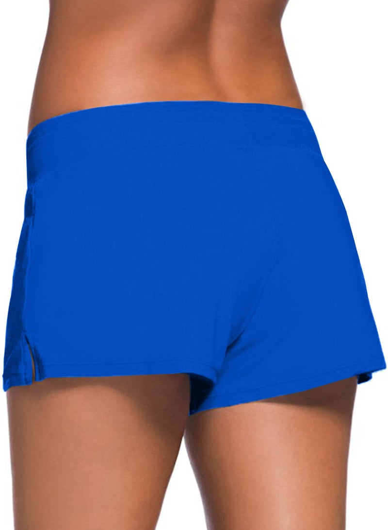 Aleumdr 3" Swim Shorts for Women - Sports Tankini Bottom Shorts with Side Split Waistband for Surfing Sail Summer Beach Swimwear Blue2 Medium - Image 2